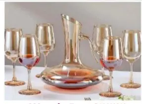 IREDESCENT 6 PIECE WINE GLASS SET WITH DECANTER