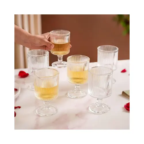 6PCS LINED SHORT STEMMED WINE GLASS-230ML 