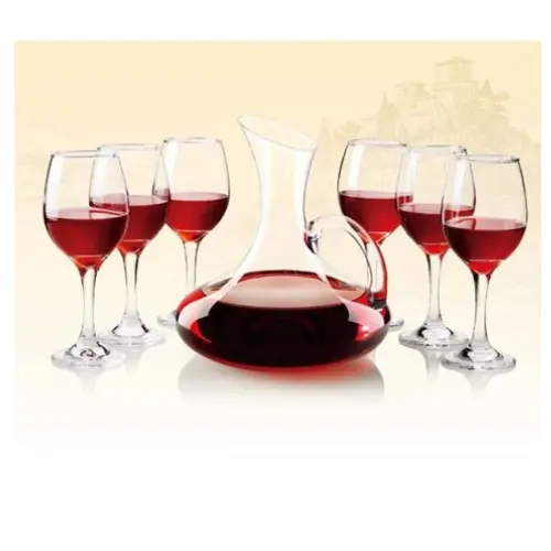 6PCS WINE GLASS SET WITH DECANTER-G330ML, D1500ML