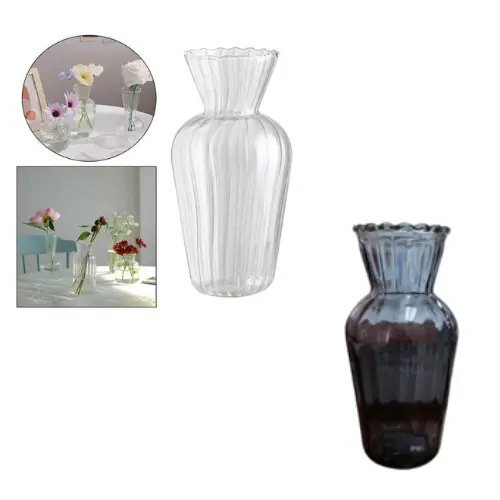 6" GLASS VASE COLOR: BLACK & TRANSPARENT