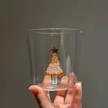 JEWELED CHRISTMAS TREE  DECORATIVE GLASS
