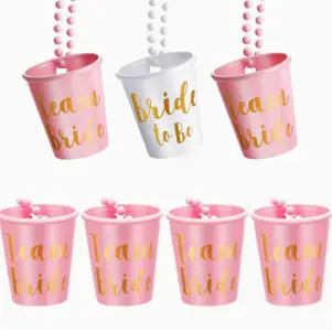 12PCS "BRIDE TO BE" MINI CUP  NECKLACE SET ASSR 