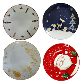  10" CERAMIC CHRISTMAS DESSERT PLATE 