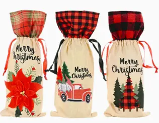 11" CHRISTMAS WINE BOTTLE  GIFT BAGS