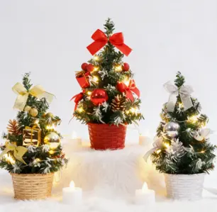 12" MINI CHRISTMAS TREE  TABLETOP DÉCOR - Colours: gold, red, silver