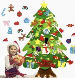 2PCS DIY FELT CHRISTMAS  TREE ACTIVITY SET