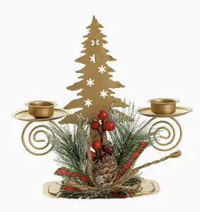 GOLDEN CHRISTMAS TREE  CANDLE HOLDER