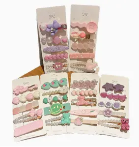 5PCS PASTEL BOW HAIR CLIP  ASSR COLORS