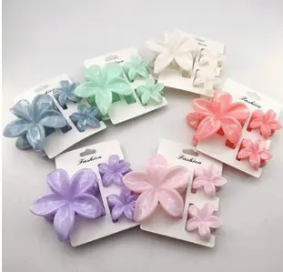 3PCS HAIR CLIP COLLECTION -Colors: light pink, fuchsia, light green, dark  green, navy blue, purple, cream, peach