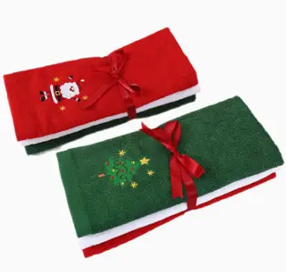  SMALL FESTIVE CHRISTMAS  HAND TOWEL Colors: red, green, white, yellow