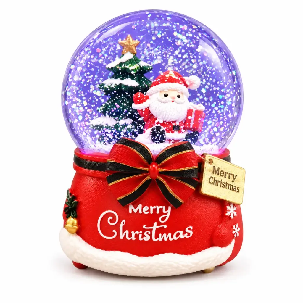 6.5" LED "MERRY CHRISTMAS"  SNOW GLOBE ORNANMENT
