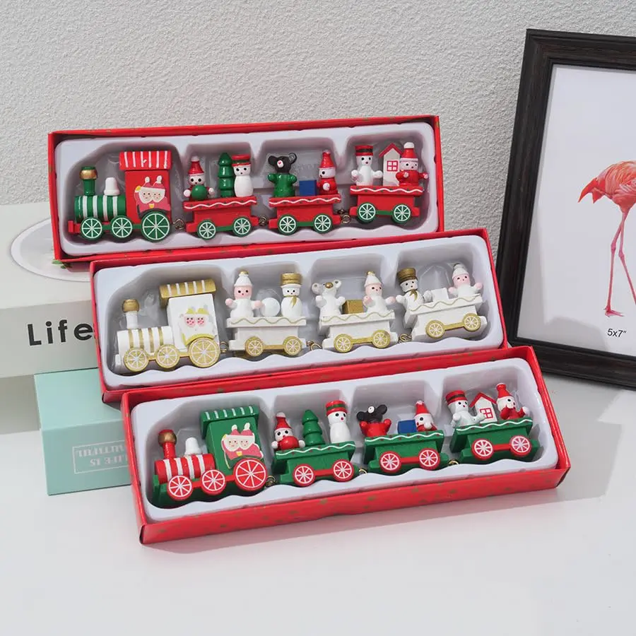 4 PCS FESTIVE CONNECTING  CHRISTMAS TRAIN SET