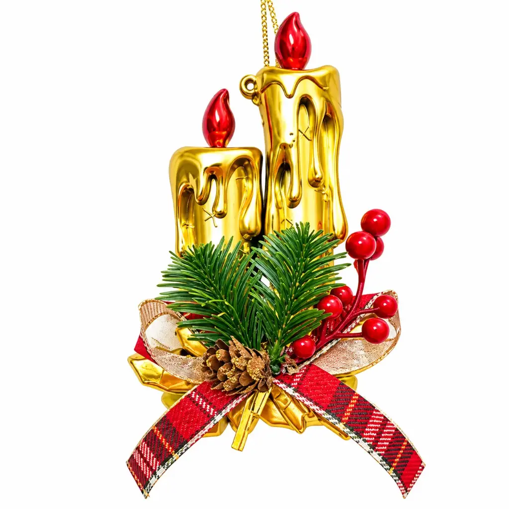 GOLDEN CHRISTMAS CANDLE  HANGING ORNAMENT
