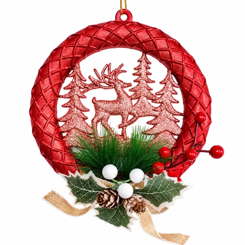 FESTIVE RED CHRISTMAS   HANGING DOOR ORNAMENT-7.5"