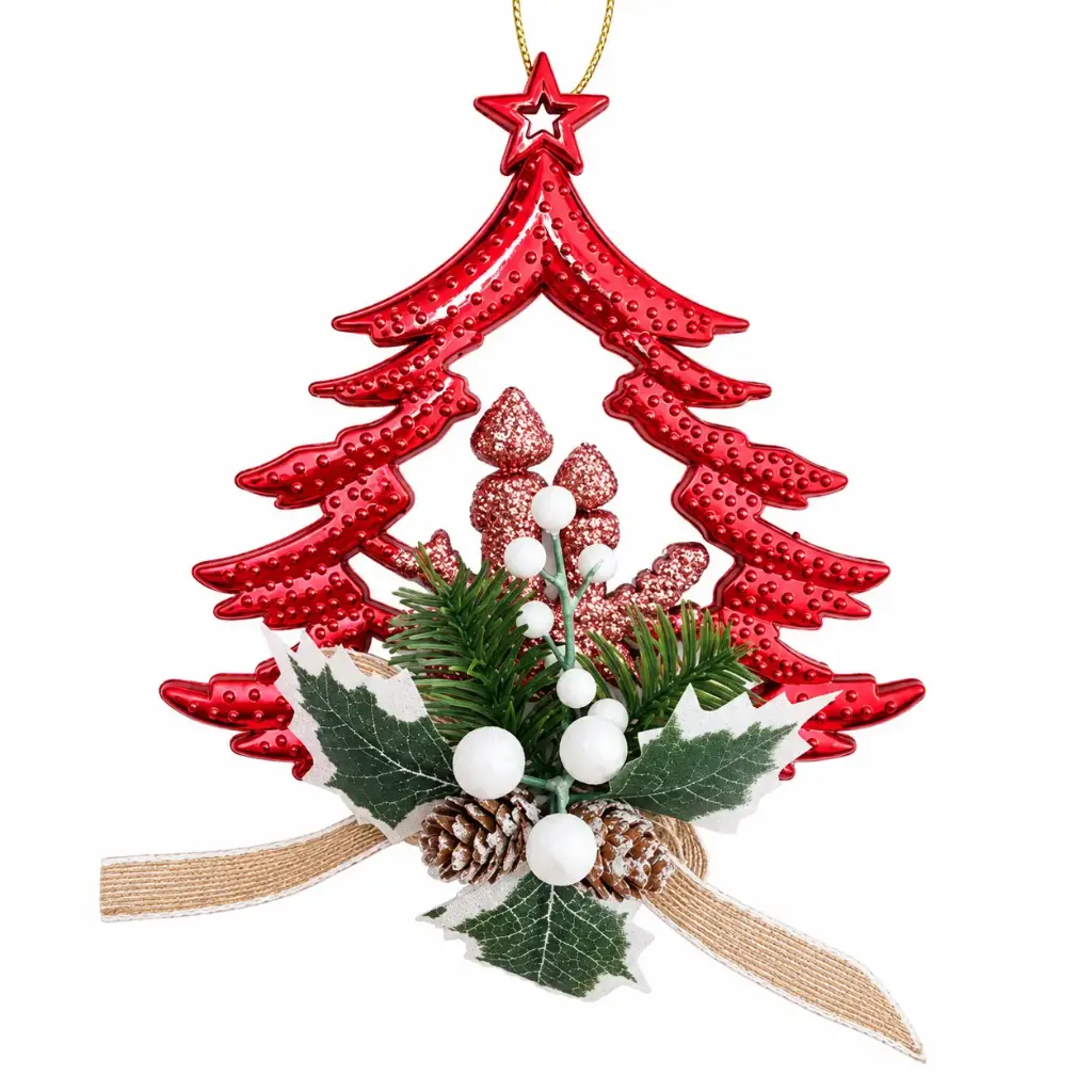 RED CHRISTMAS TREE  HANGING WALL & DOOR  ORNAMENT-9"