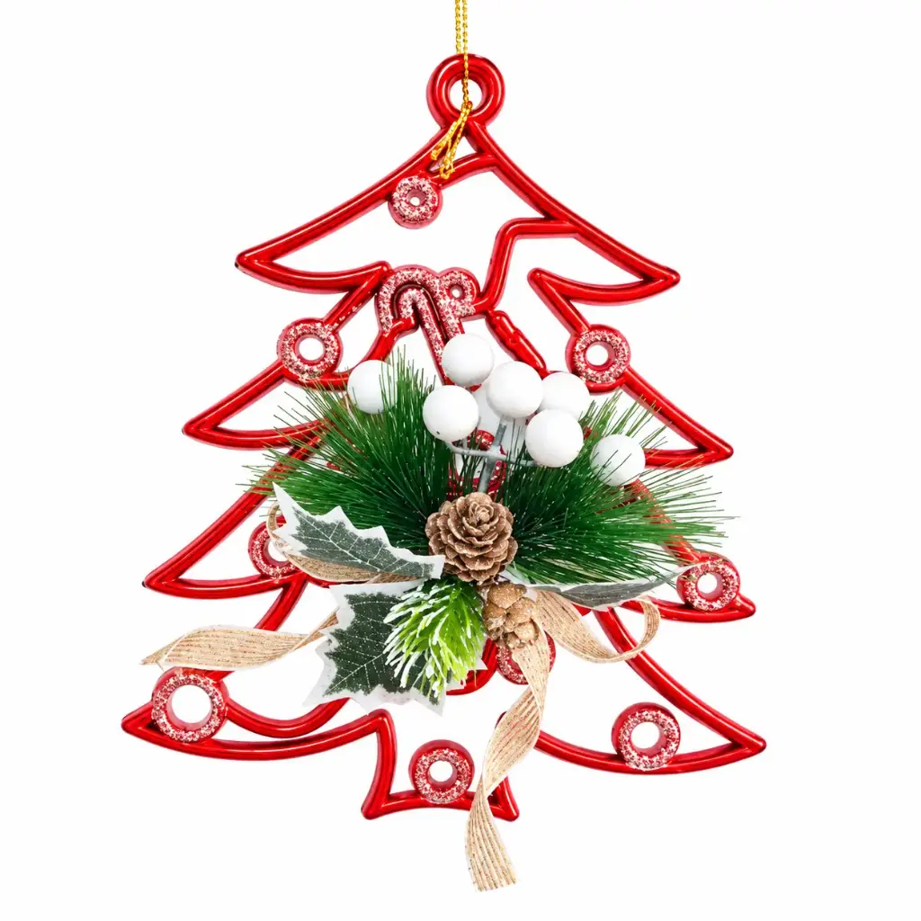 RED CHRISTMAS TREE  HANGING WALL & DOOR  ORNAMENT-9"