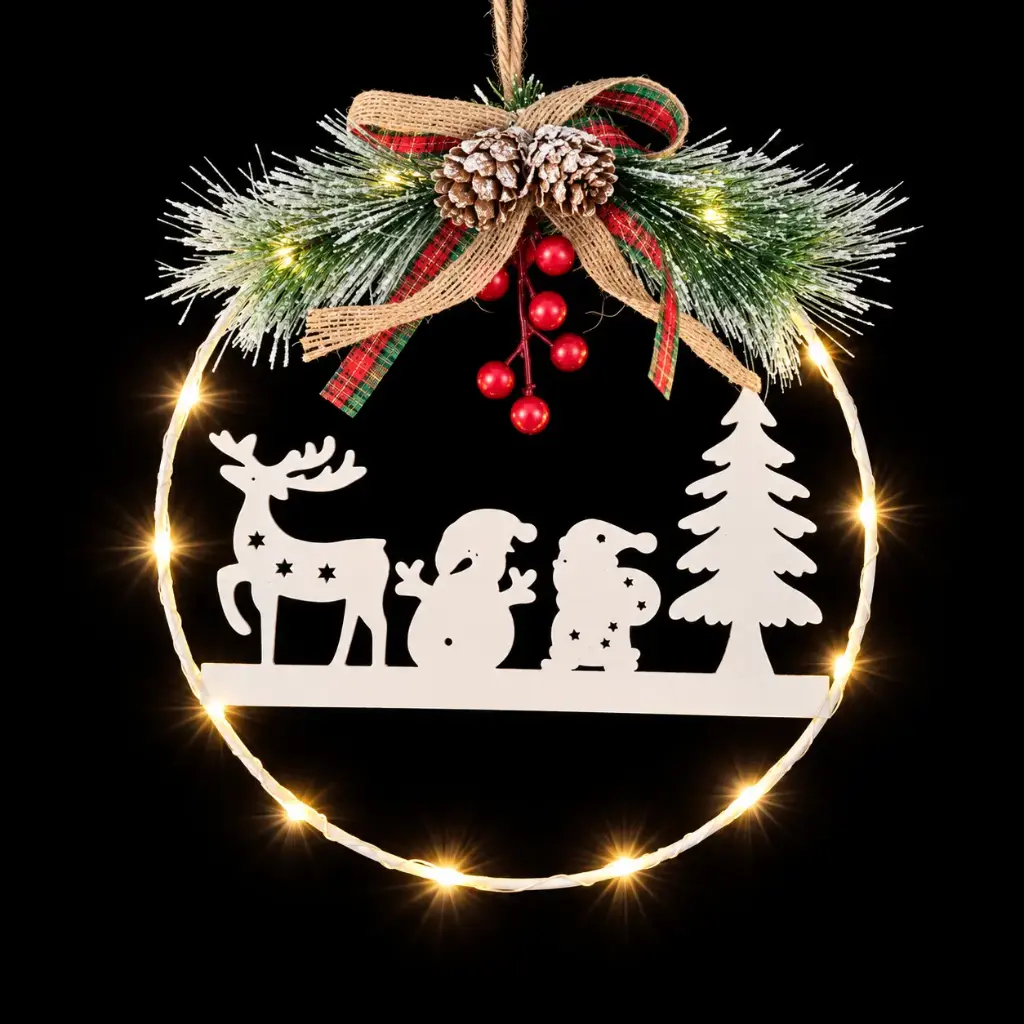 7" METAL FESTIVE LIGHTING  CHRISTMAS HANGING HOOP  ORNAMENT