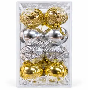 16 PCS 2" GOLD & SILVER  CHRISTMAS BALLS SET 