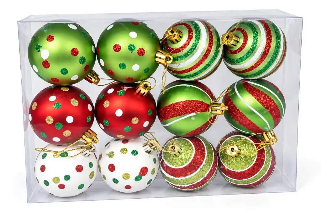12 PCS 2" CHRISTMAS  COLOURS BALL SET 