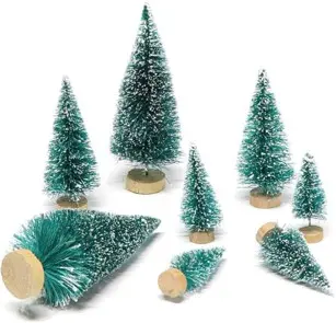 16 PCS MINI CHRISTMAS TREE  COLLECTION -8PCS X 4", 4PCS X 6", 4PCS X 8"