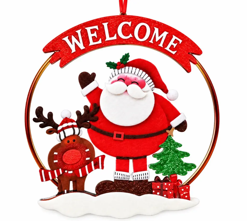 12" FESTIVE "MERRY CHRISTMAS"  CHRISTMAS HANGING WALL &  DOOR DECOR