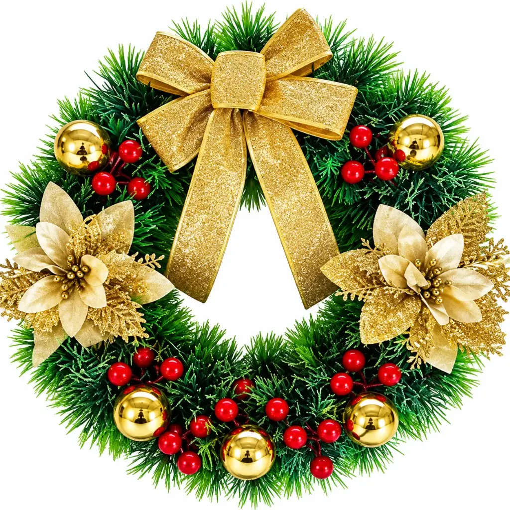 12" GOLDEN ELEGANCE CHRISTMAS WREATH
