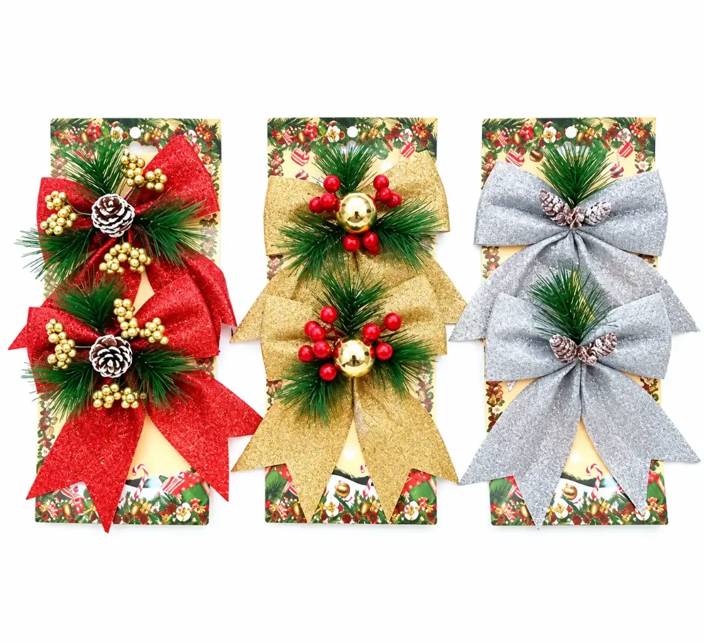 2 PCS GLITTER CHRISTMAS BOW DECOR