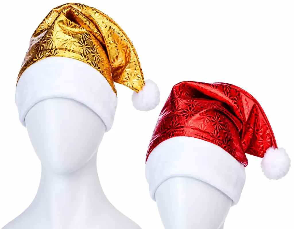 12PCS FESTIVE METALLIC  SNOWFLAKE SANTA HAT 