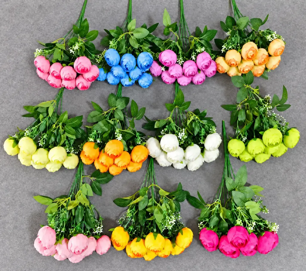  9 HEADS ARTIFICIAL PEONIES Colors: Pink, Blue, Yellow, Green,  White, Red, Lilac,