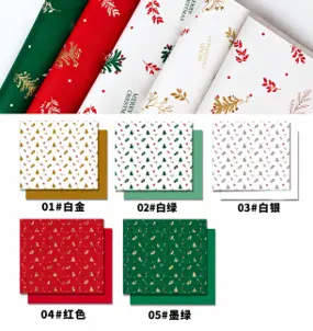 20 PCS FESTIVE FLORAL  WRAPPING PAPER Colors: Red, Green, White