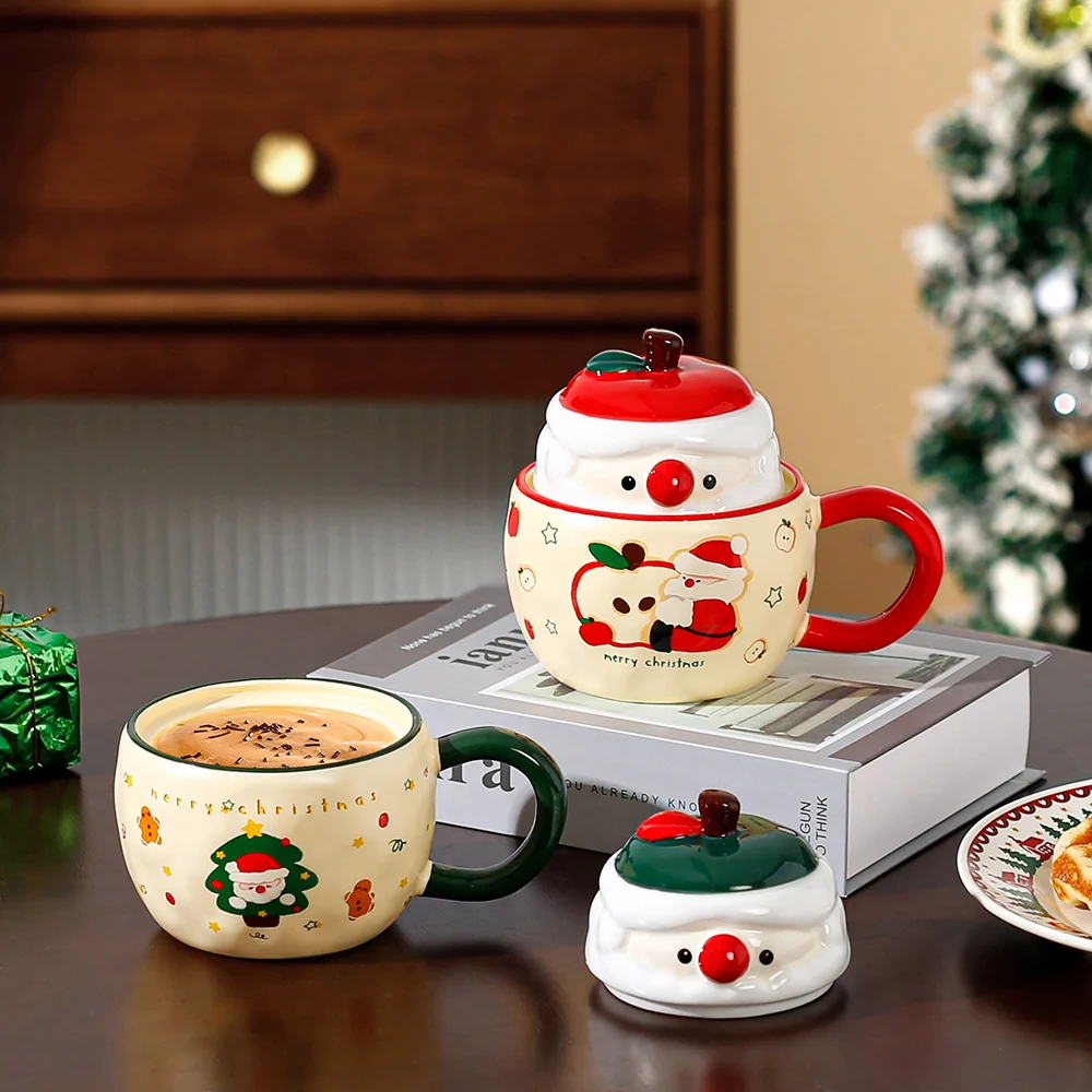 CERAMIC CHRISTMAS MUG WITH COVER-400ML