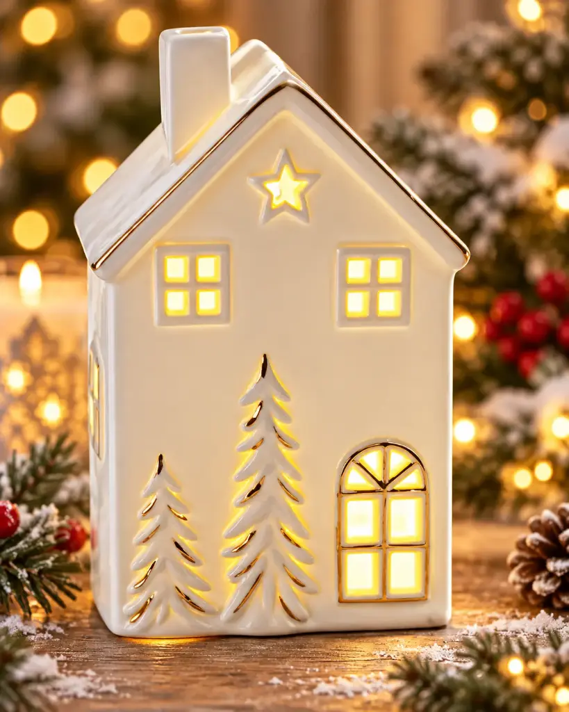 LED CERAMIC CHRISTMAS  HOUSE DECOR-6.5"