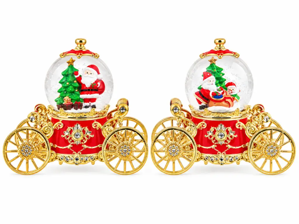 ROYAL CHRISTMAS CARRIAGE  LIGHTING SNOW GLOBE LAMP-8.5"