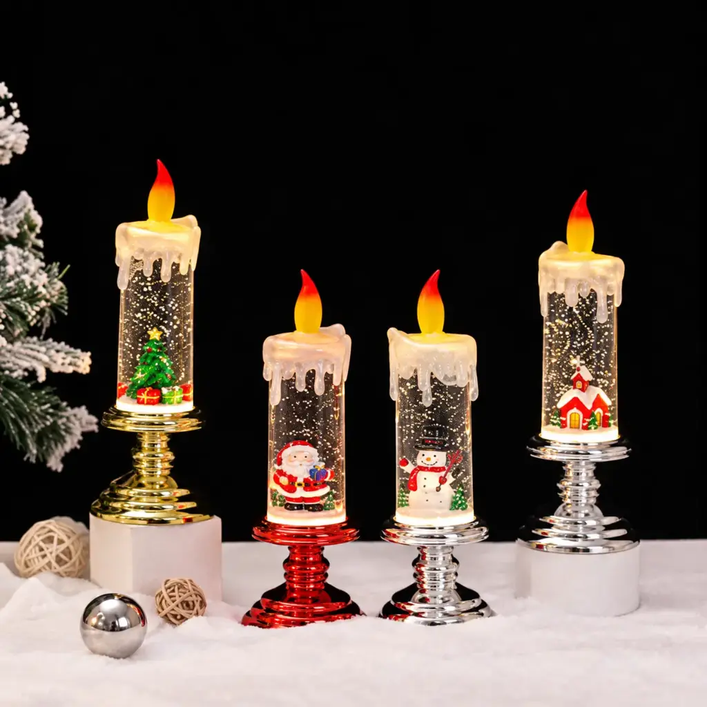 8.5" LED RESIN CHRISTMAS CHARACTER CANDLE 