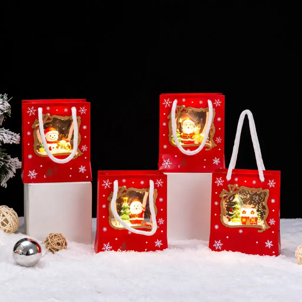 LED MUSICAL CHRISTMAS  CHARACTER GIFT BAG TABLE TOP LAMP-4.5"
