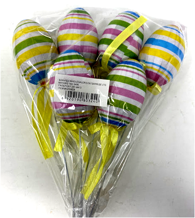 [H201838] 2.4'' STRIPED EASTER EGG, (6PCS)