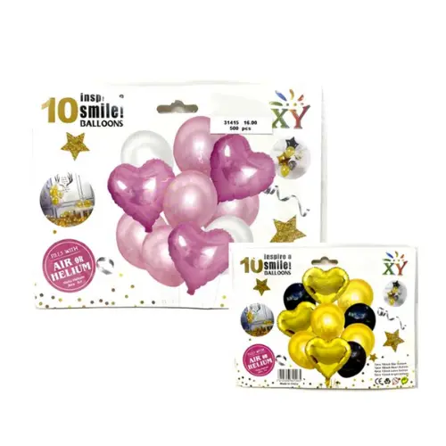 [31415] 10PCS BALLOON, COLOR: GOLD & PINK , 17*22CM