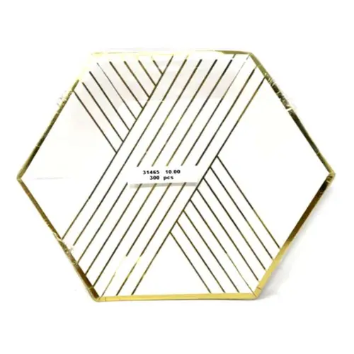 [31465] WHITE & GOLD PARTY PLATE , 18*21CM