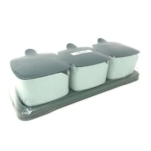 [31568] 3 PC SUGAR & SPICE CONTAINER-COLORS: BLUSH, GREY &  WHITE