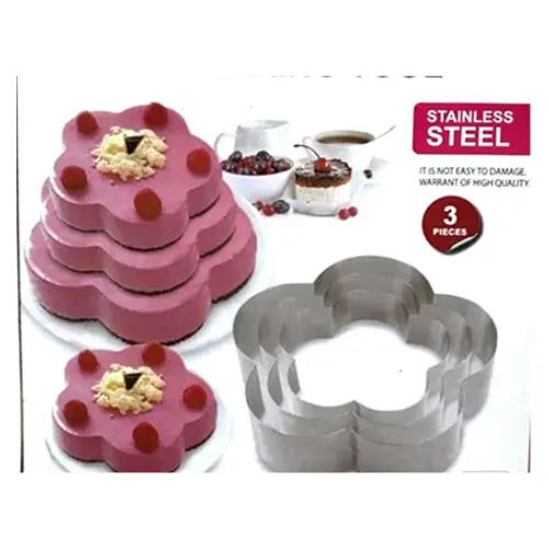 [132092] 3 PC FLOWER SHAPE STAINLESS STEEL BAKING TOOL, 21*21CM