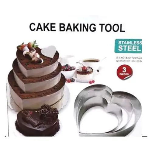 [132095] 3 PC HEART SHAPE STAINLESS STEEL BAKING TOOL