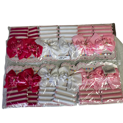 [32001] 5 PC HAIR TIE WITH BOW (12 CARDS)