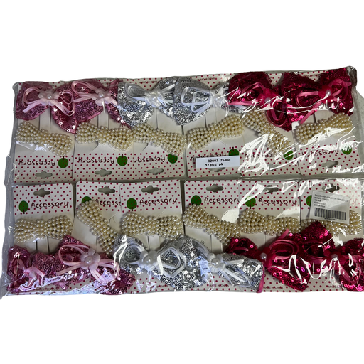 [32007] 2PCS HAIR CLIP WITH BOW (12 CARDS)