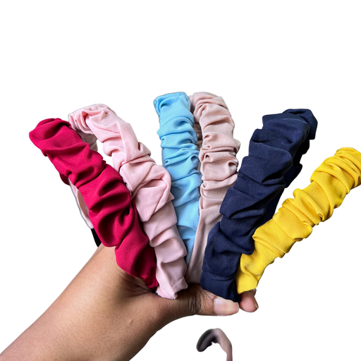 [32012] HEADBAND-COLORS: BLACK, BURGUNDY,  YELLOW, LIGHT BLUE, BROWN,  LIGHT PINK (12PCS)