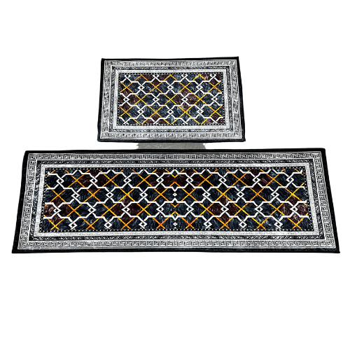 [32072] 2 PCS ABSTRACT KITCHEN MAT SET