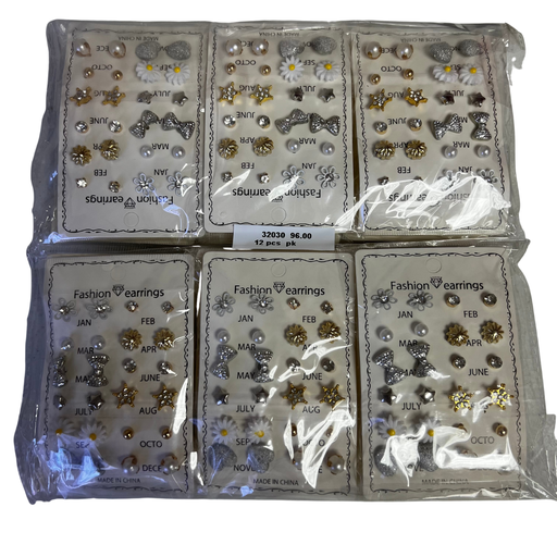 [32030] 12 PAIRS ASSORTED EARRINGS W FLOWERS PAIR