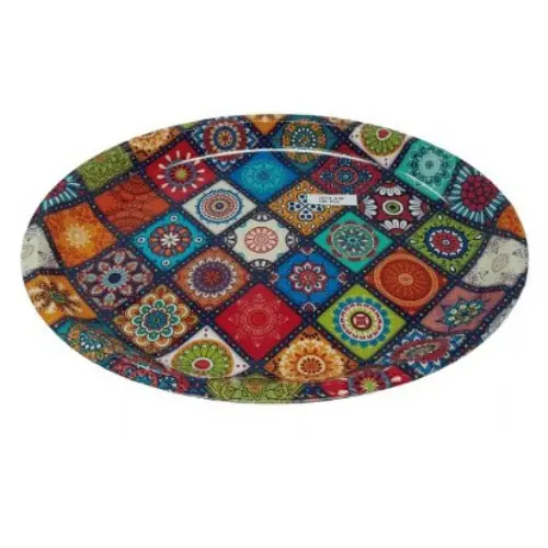 [32314] OVAL SHAPED PLASTIC TRAY (ASR PATTERNS)-SIZE: 12*15*1"