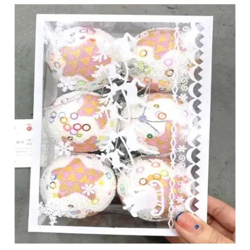 [224568] 6 PCS DECORATED CHRISTMAS BALLS