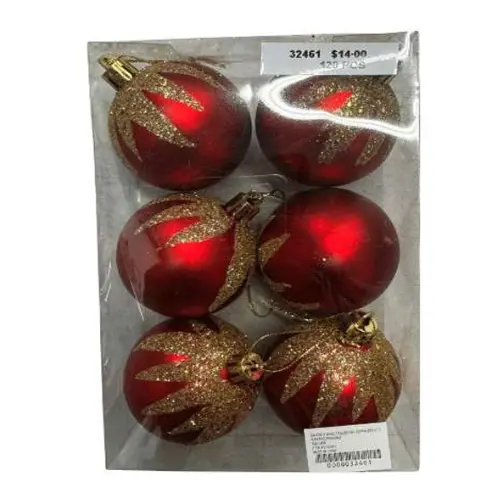 [32461] 6 PCS CLASSY RED & GOLD CHRISTMAS BALLS