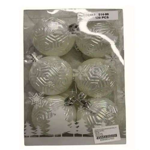 [32462] 6 PCS WHITE CHRISTMAS BALLS